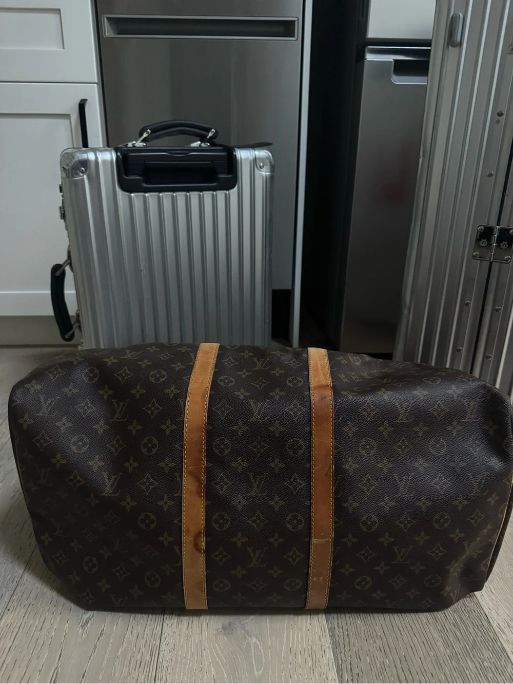 Louis Vuitton Brown Monogram Duffel with Tan Trim